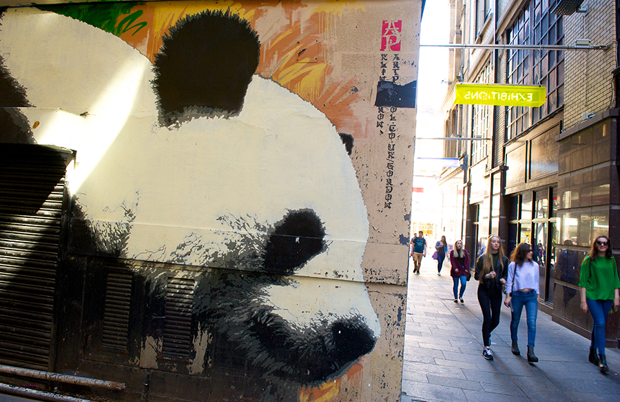 Panda mural on Mitchell Lane