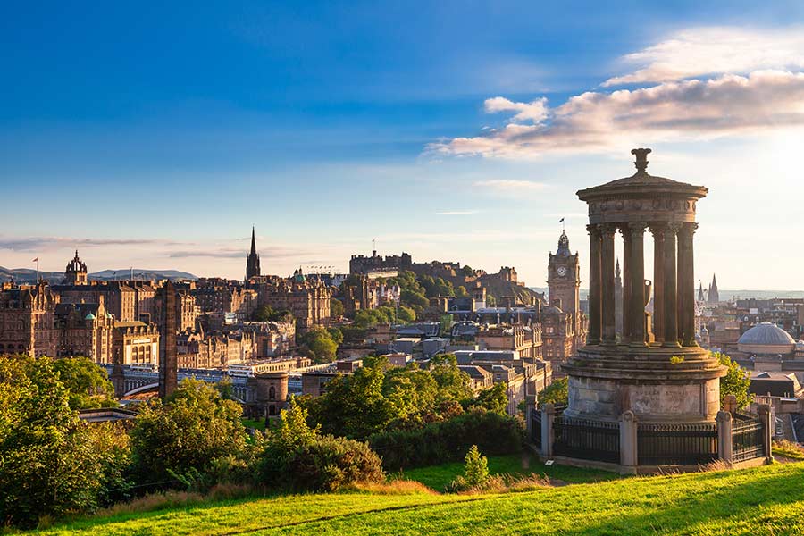 Edinburgh cityscape seen from Calton Hill.