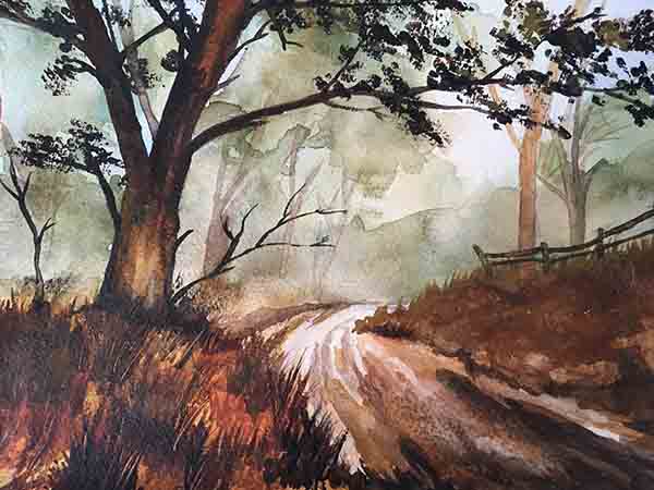 Mandy MacLean watercolour painting of woods