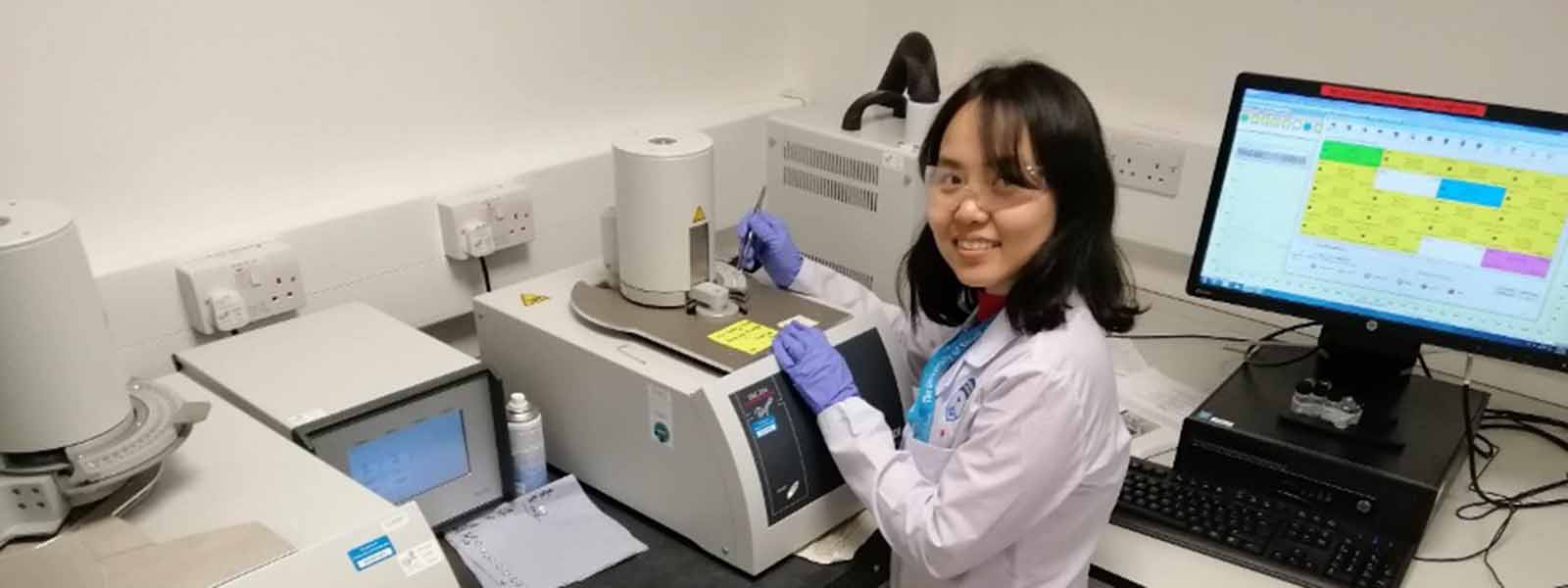 MSc student Tien Thuy Quach in the Continuous Manufacturing and Crystallisation (CMAC) lab