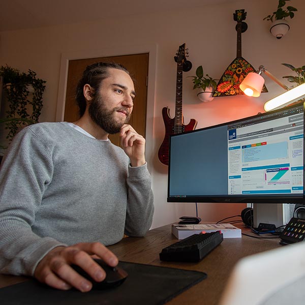 Wiktor Jurek studying at home