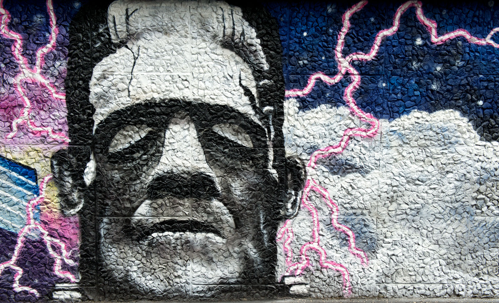 painting of frankenstein on graham hills building