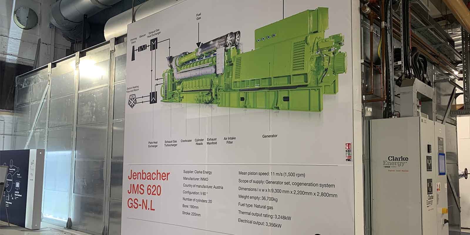 University’s Combined Heat and Power Engine within an Acoustic Enclosure, installed in 2018.