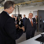 The Duke of Edinburgh is shown around the Centre for White Space Communications.