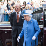 The Queen and The Duke of Edinburgh arrive at the Technology & Innovation Centre.
