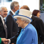 The Principal meets The Queen as she arrives at the Technology & Innovation Centre.