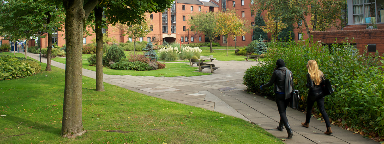 Students in the campus village 