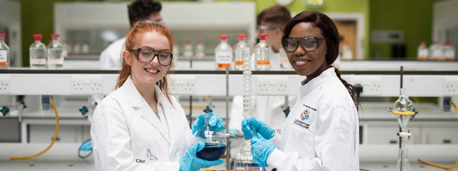 Student in chemistry lab.