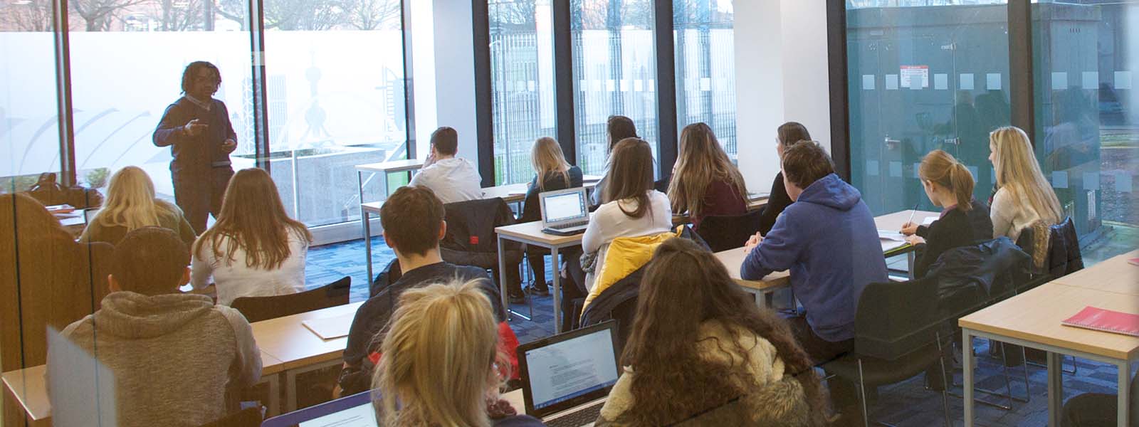 Students studying in the business school