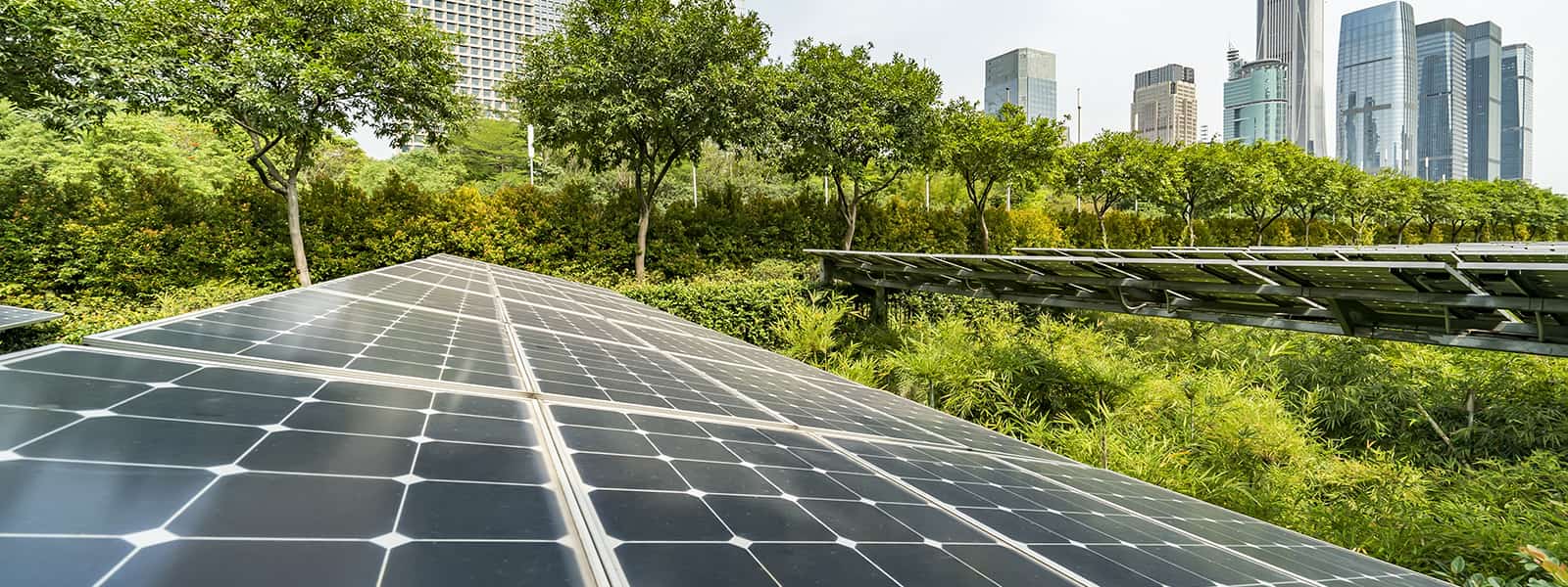 Solar Power Plant in modern city