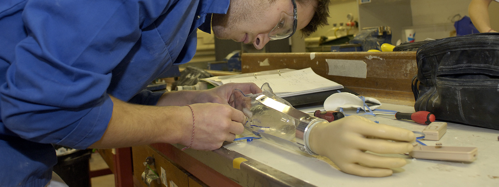 Student working in the national centre for prosthetics & orthotics