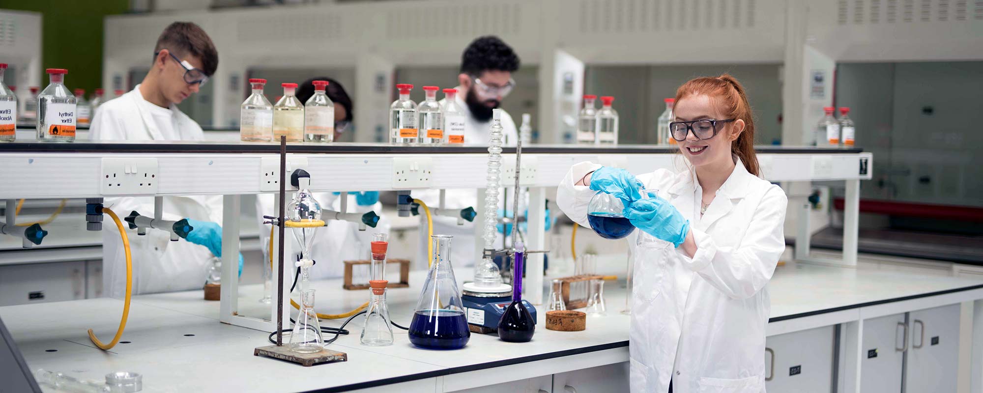 Students working in chemistry lab.