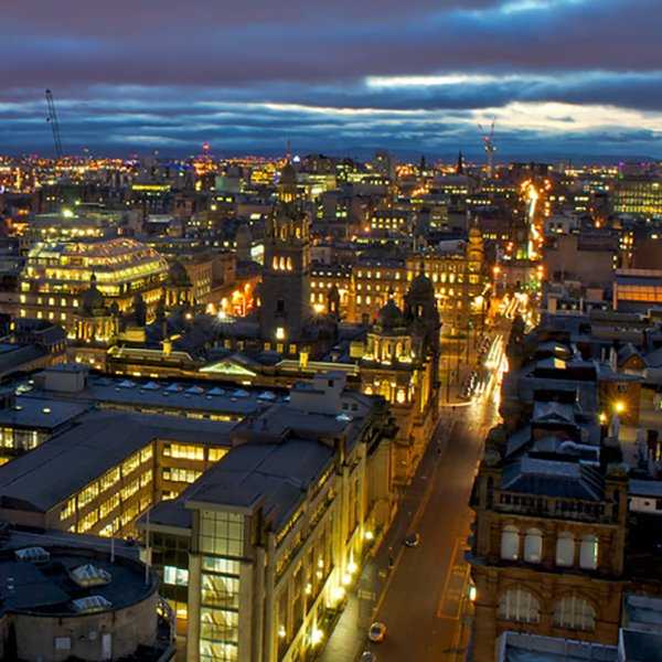 City centre at dusk.