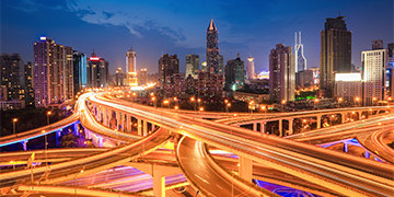 Shanghai interchange overpass and elevated road in nightfall