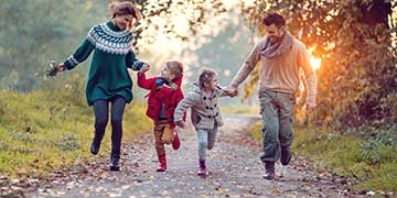 Children and Parents in Woods