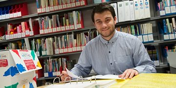 Student studying in the library