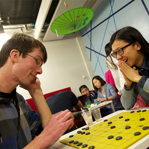 Students playing chess