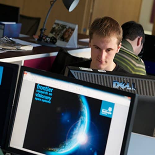 student studying at computer