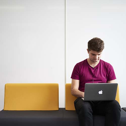 Student studying on campus