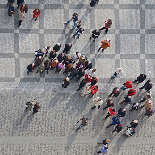 Aerial shot of people.