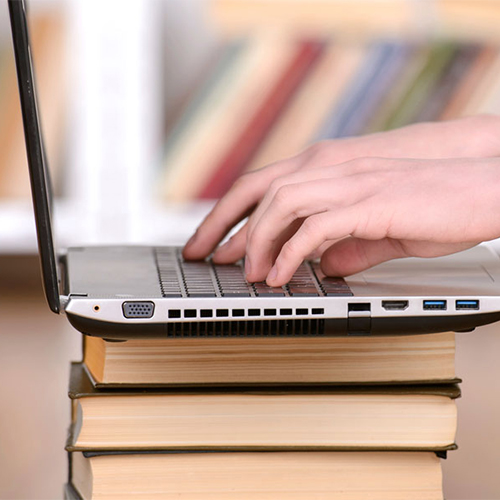 Student using laptop