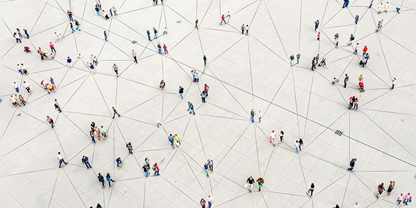 Aerial view of crowds 