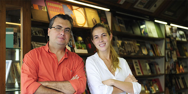 Small business owners in their bookshop