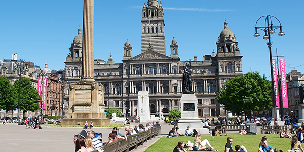 City Chambers building and George Square, Glasgow city centre