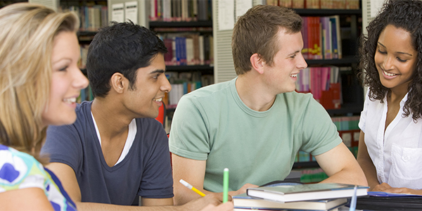 Group of students in library