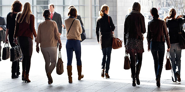 Crowd of people walking