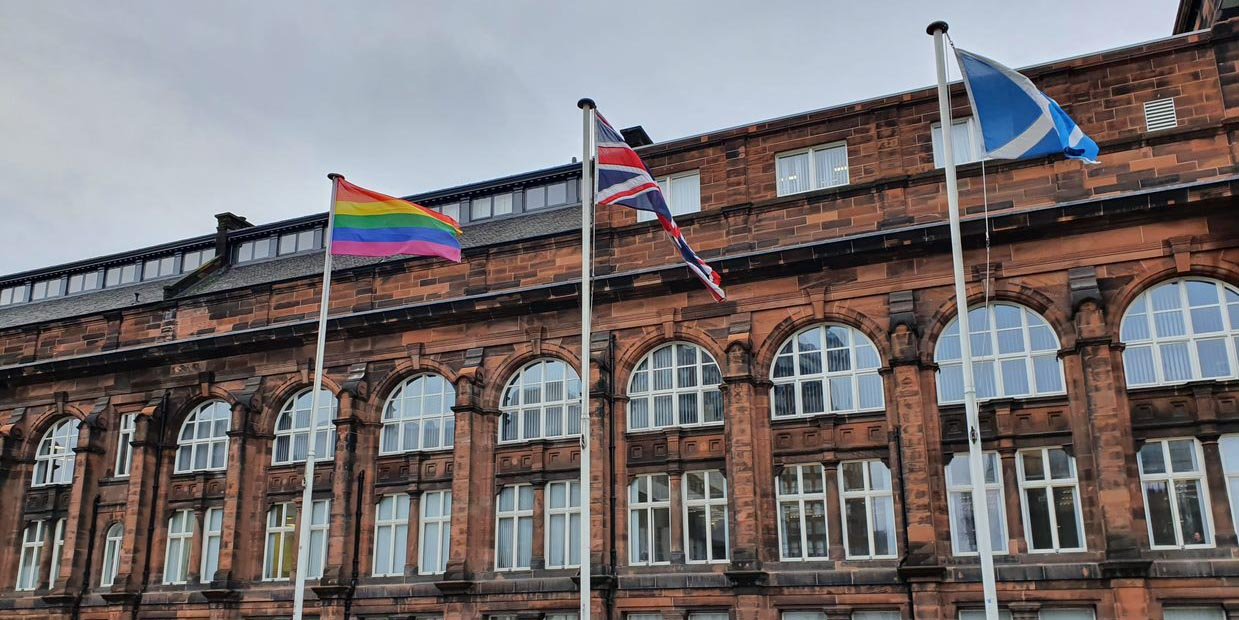 LGBT flag outside Royal College building