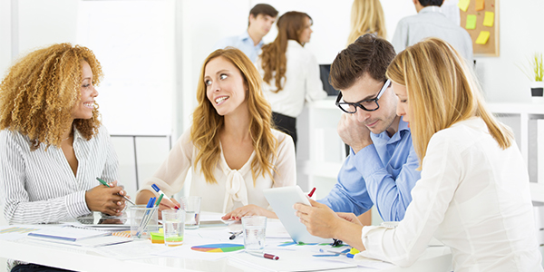 Group of project managers having a discussion