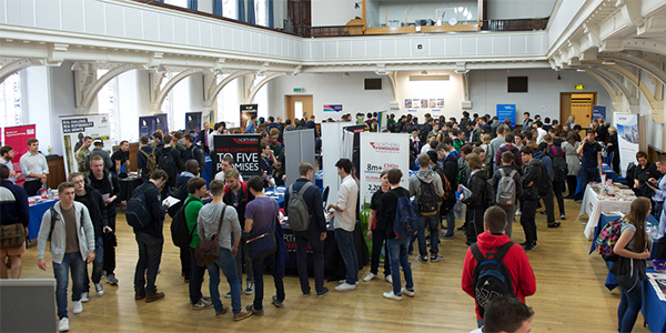 Students at a scholarship fair