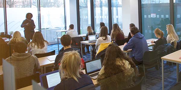 Students studying in the business school