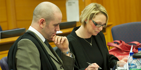 People taking part in a law moot