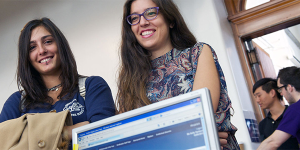 Two students at registration