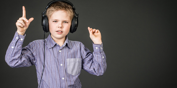 child with headphones