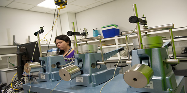 Student in civil engineering lab