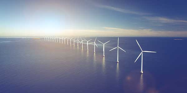 Offshore wind turbines.