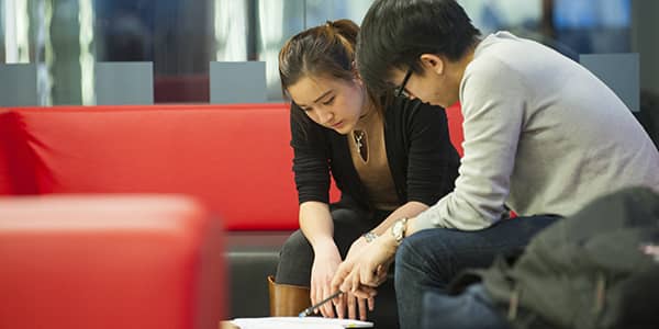 Student studying in Strathclyde Business School, Stenhouse Wing