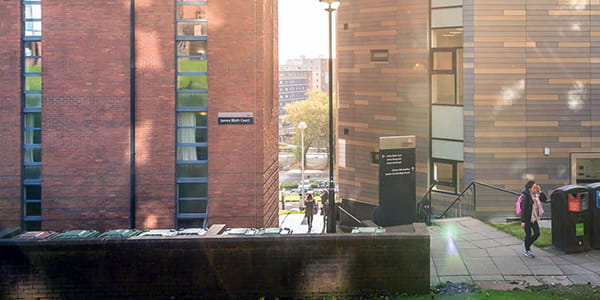 students walking on campus