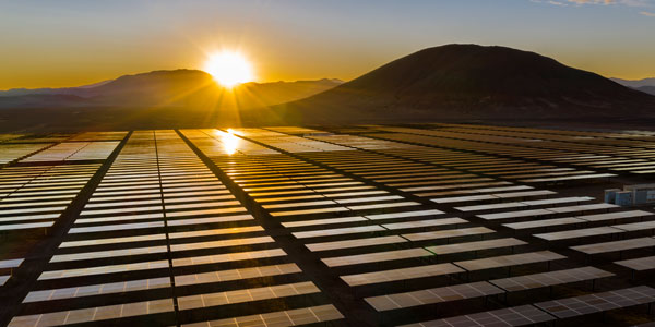 solar panels in the desert