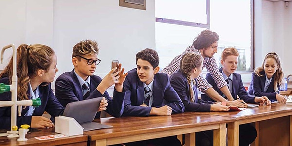 Students sitting at desks in a Science classroom
