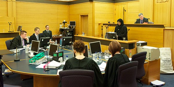 law students in court room scene