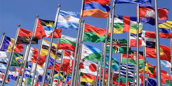 A selection of international flags