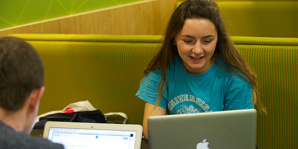 Undergraduate students in library study area