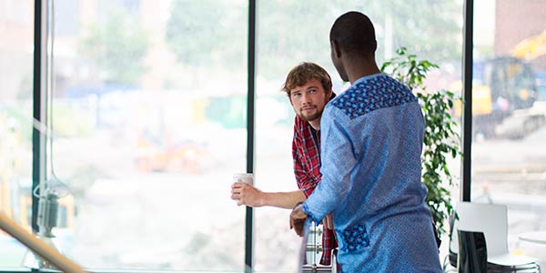 Two students talking.