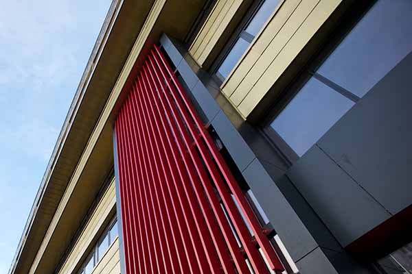 Close up view of the Business School exterior