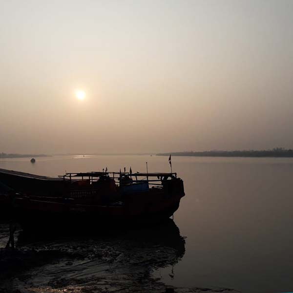 Hazy sun over the Sunderbans delta.