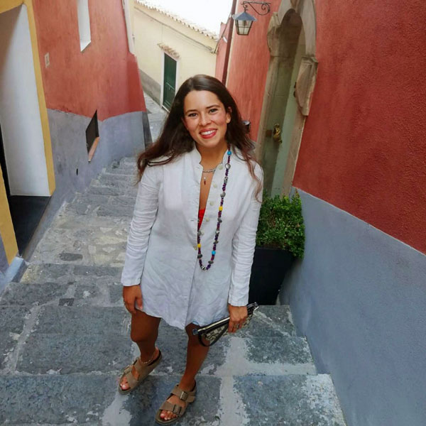 Italian student Sofia-Boschetti smiling at the camera